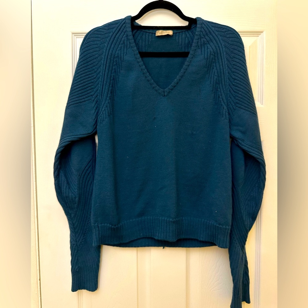 VERSACE COLLECTION | Turquoise Merino Wool V Neck Sweater | Size Men’s Medium